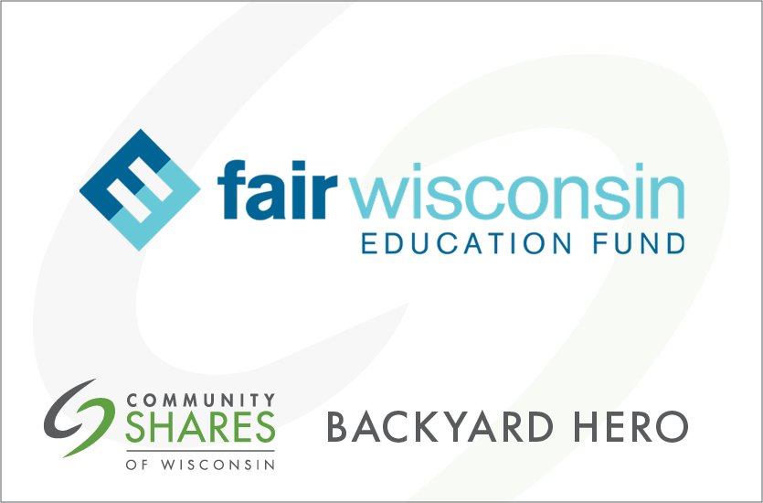 Fair Wisconsin Education Fund logo in dark blue and light blue.